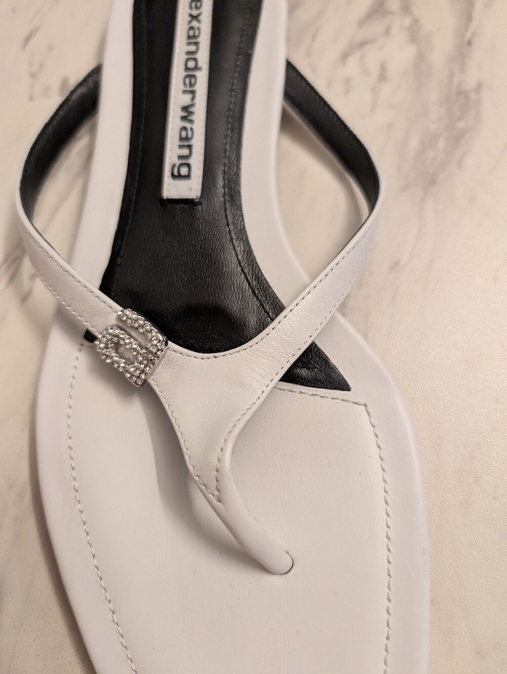 Alexander Wang White Crystal-Logo Thong Sandals - Picture 4 of 4